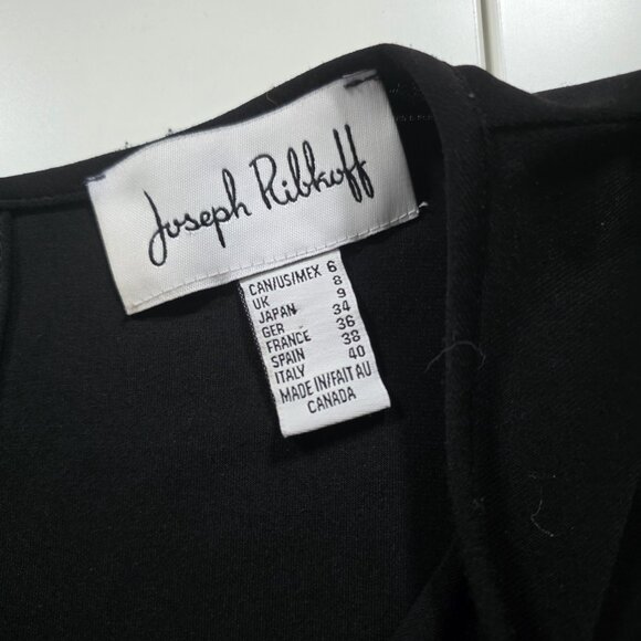 Joseph Ribkoff Top Womens 6 Black V Neck 3/4 Tiered Sleeve High Low Hem Witchy - Picture 3 of 15